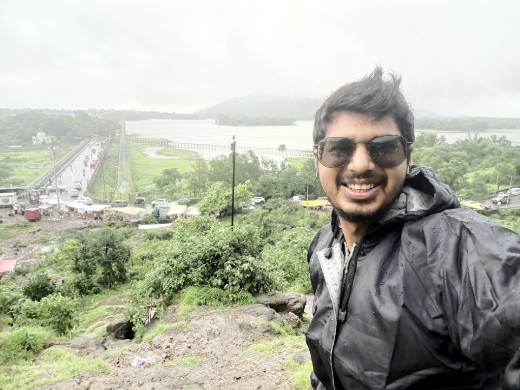 Ronak on a rainy hill overlook in Lonavala, Maharashtra